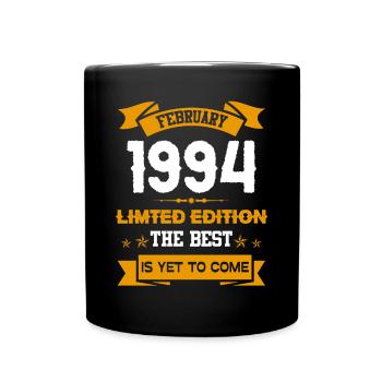 Februar 1994 Geburtstagsgeschenk - Tasse einfarbig - Schwarz - Vorne