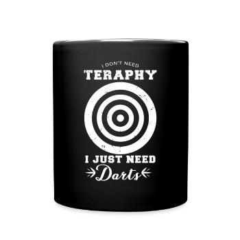 Dart & Bier Lustiger Darts Spruch - Tasse einfarbig - Schwarz - Vorne