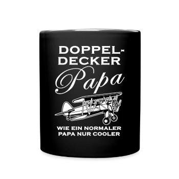 Doppeldecker Papa Spruch Flugzeug Pilot Geschenk - Tasse einfarbig - Schwarz - Vorne