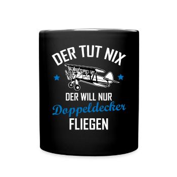 Doppeldecker Flugzeug Pilot Cooler Spruch Geschenk - Tasse einfarbig - Schwarz - Vorne