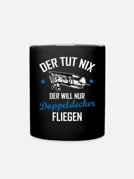 Doppeldecker Flugzeug Pilot Cooler Spruch Geschenk - Tasse einfarbig - Schwarz