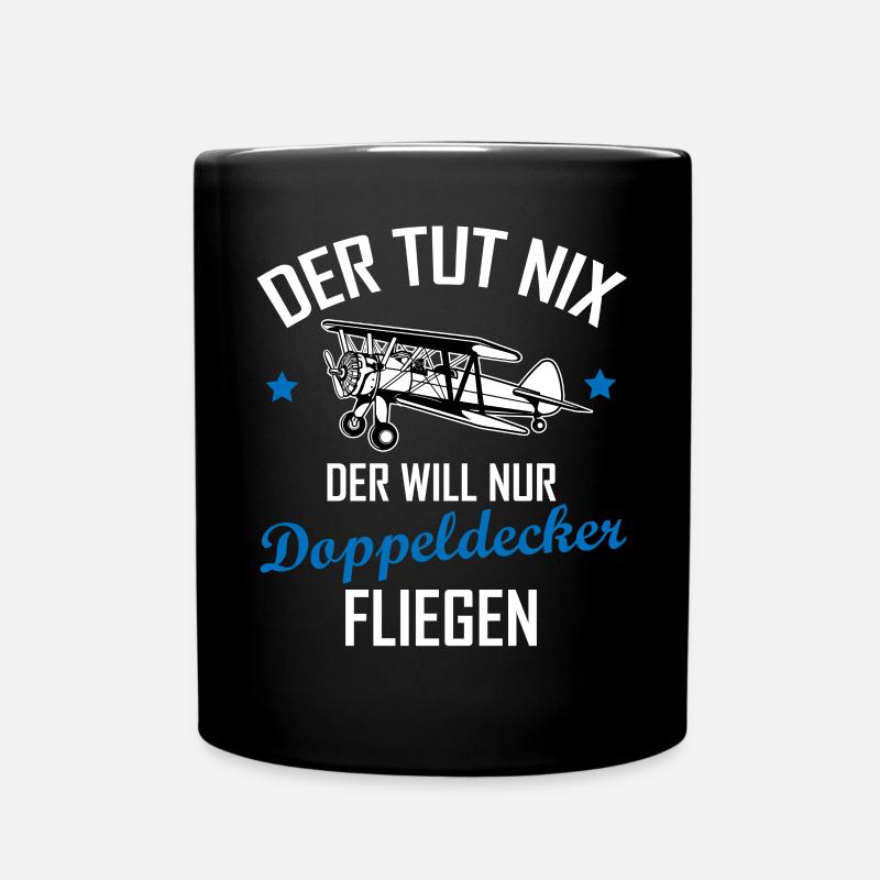 Doppeldecker Flugzeug Pilot Cooler Spruch Geschenk - Tasse einfarbig - Schwarz