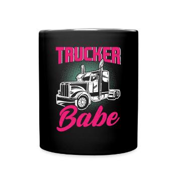 Trucker Babe Female Truck Driver Woman Trucker - Full Colour Mug - black - Front