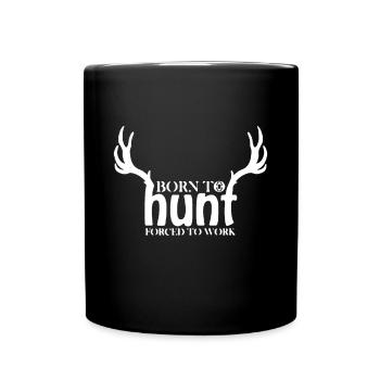 Né pour chasser forcé de travailler chemise drôle de chasse gi - Mug uni - noir - Devant