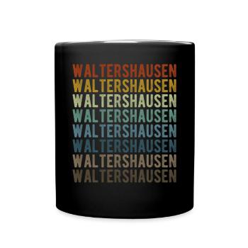 Waltershausen Stadt Retro Vintage - Tasse einfarbig - Schwarz - Vorne
