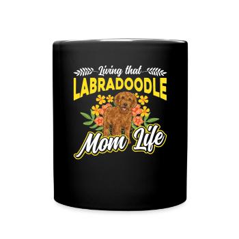 Labradoodle Dog - Full Colour Mug - black - Front