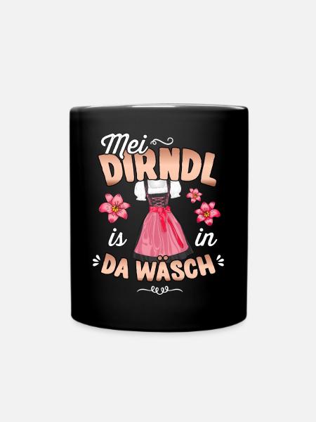 Mei Dirndl is in da Wäsch Trachtenshirt Damen - Tasse einfarbig - Schwarz