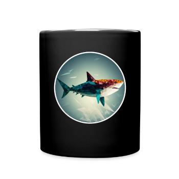 Shark Orca Polygon Geometric Underwater World Ocean - Mug uni - noir - Devant