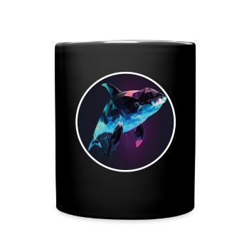 Wal Orca Polygon Geometrisch Unterwasserwelt Ozean - Tasse einfarbig - Schwarz - Vorne