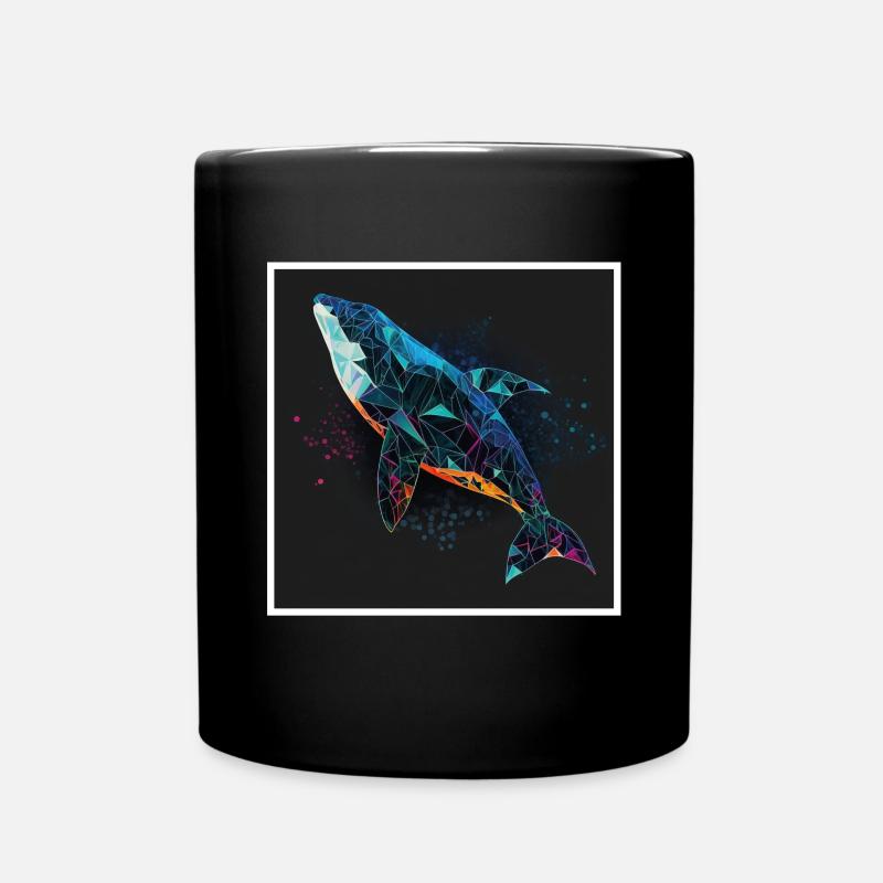 Wal Orca Polygon Geometrisch Unterwasserwelt Ozean - Tasse einfarbig - Schwarz