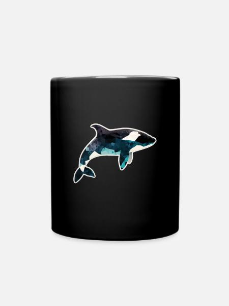 Wal Orca Polygon Geometrisch Unterwasserwelt Ozean - Tasse einfarbig - Schwarz