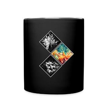 Polygon Geometric Abstract Heart - Full Colour Mug - black - Front