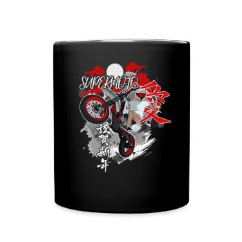Supermoto / Supermotard / Supermoto Wheelie Biker - Mug uni - noir - Devant