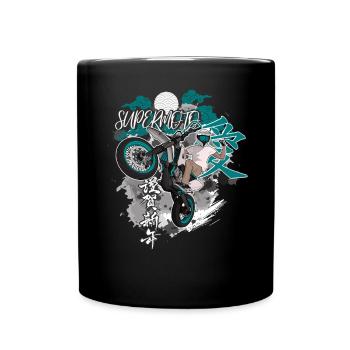 Supermoto / Supermotard / Supermoto Wheelie Biker - Mug uni - noir - Devant