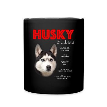 Règles amusantes pour le propriétaire d’un Husky sibérien - Mug uni - noir - Devant