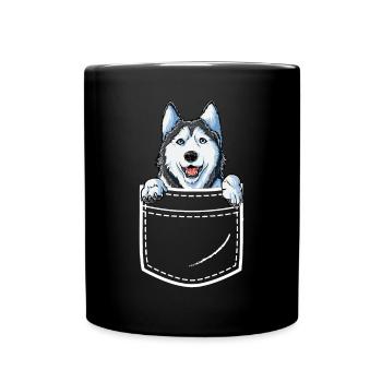 Husky sibérien dans votre poche avant T-shirt Dog Lo - Mug uni - noir - Devant