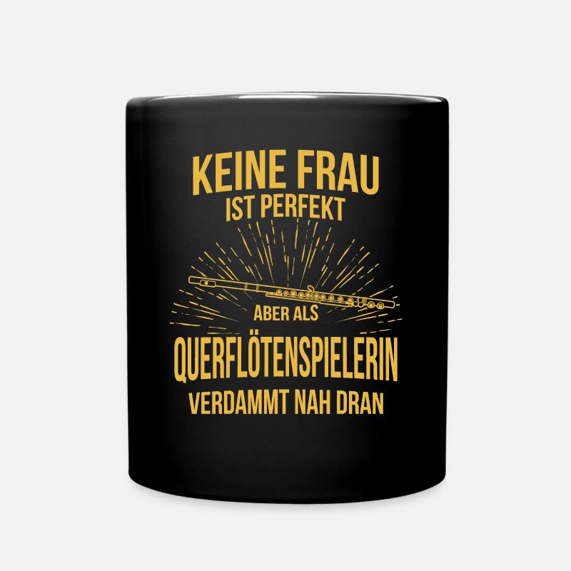 Querflöte Querflötenspieler Querflötist - Tasse einfarbig - Schwarz