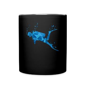 Diving Scuba Diver Polygon - Full Colour Mug - black - Front