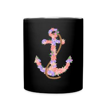 Anchor Flowers Captain - Full Colour Mug - black - Front