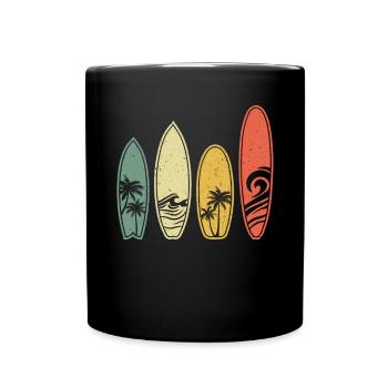 Surfer Vintage Surfboards Surfbrett Retro - Tasse einfarbig - Schwarz - Vorne