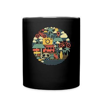 Vintage Summer Holiday Roadtrip Retro - Full Colour Mug - black - Front