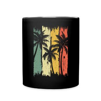 Palm Vintage Retro Stripes - Full Colour Mug - black - Front