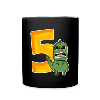5 Jahre alt - 5. Geburtstag mit Tier Motiv - Tasse einfarbig - Schwarz - Vorne