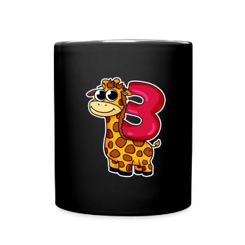 3 Jahre alt - 3. Geburtstag mit Tier Motiv - Tasse einfarbig - Schwarz - Vorne