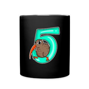 5 ans - 5e anniversaire avec motif animal - Mug uni - noir - Devant