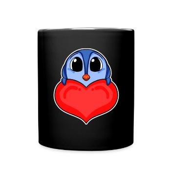 Penguin with Heart - Love Romantic - Full Colour Mug - black - Front