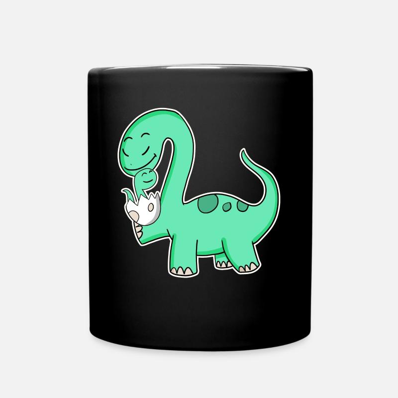 Dinosaure avec bébé dinosaure - Mug uni - noir