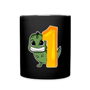 1 year old - Enrollment - Dinosaur motif - Full Colour Mug - black - Front