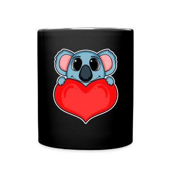 Koala with Heart - Love Romantic - Full Colour Mug - black - Front