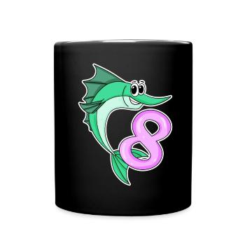 8 Jahre alt - 8. Geburtstag mit Tier Motiv - Tasse einfarbig - Schwarz - Vorne