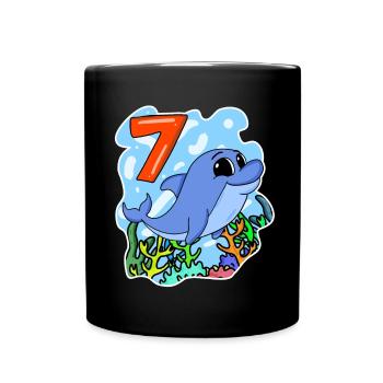 7 ans - 7ème anniversaire avec motif animal - Mug uni - noir - Devant