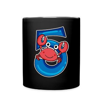 5 Jahre alt - 5. Geburtstag mit Tier Motiv - Tasse einfarbig - Schwarz - Vorne