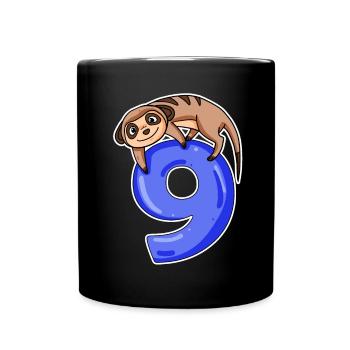 9 Jahre alt - 9. Geburtstag mit Tier Motiv - Tasse einfarbig - Schwarz - Vorne