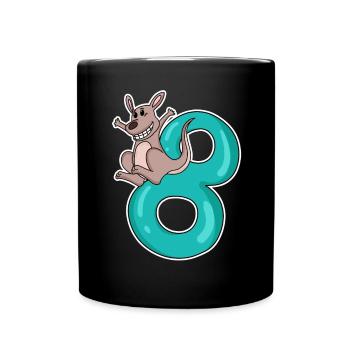 8 Jahre alt - 8. Geburtstag mit Tier Motiv - Tasse einfarbig - Schwarz - Vorne
