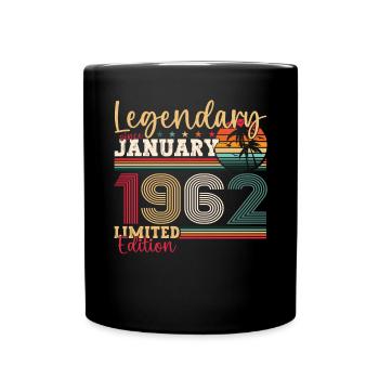 61st birthday born 1962 January gift man - Full Colour Mug - black - Front