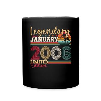 17th birthday vintage 2006 January gift man - Full Colour Mug - black - Front