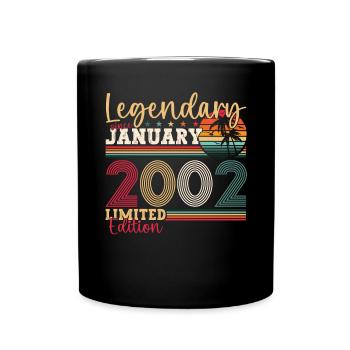 21e anniversaire né 2002 janvier cadeau homme - Mug uni - noir - Devant