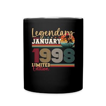 25e anniversaire né en 1998 janvier cadeau homme - Mug uni - noir - Devant