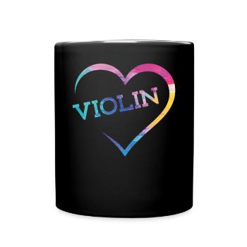 Violin Violinist Heart Watercolor - Tasse einfarbig - Schwarz - Vorne