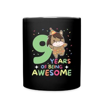 Horse for 9th birthday Children nine years old - Full Colour Mug - black - Front