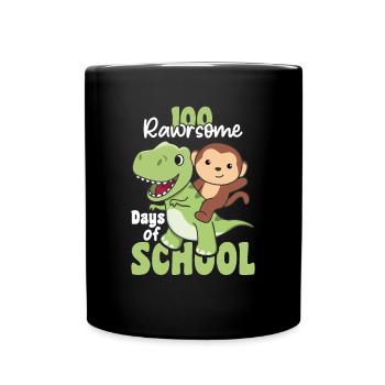 100 rawrsome days of school Monkey Trex 100 Days - Full Colour Mug - black - Front