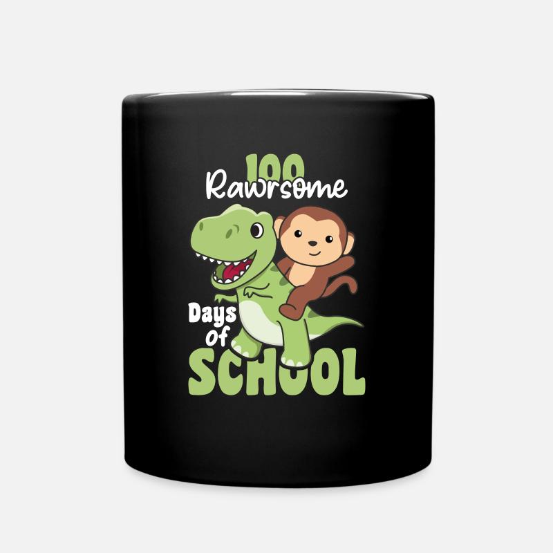 100 rawrsome days of school Affe Trex 100 Days - Tasse einfarbig - Schwarz