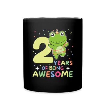 Grenouille pour le 2ème anniversaire Enfants de deux ans - Mug uni - noir - Devant