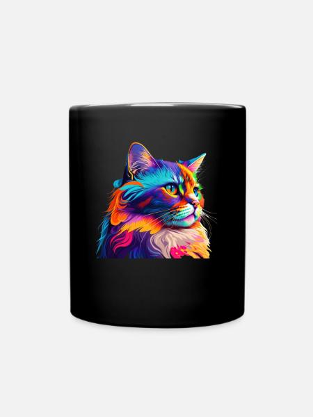 Katzenliebhaber Cooles Katzen Design Katzenmama - Tasse einfarbig - Schwarz