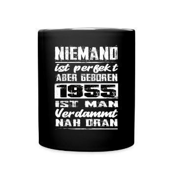 Niemand Is Perfekt Aber geboren 1955 Geburtstag - Tasse einfarbig - Schwarz - Vorne