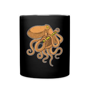 Octopus Musician Flute Music - Full Colour Mug - black - Front
